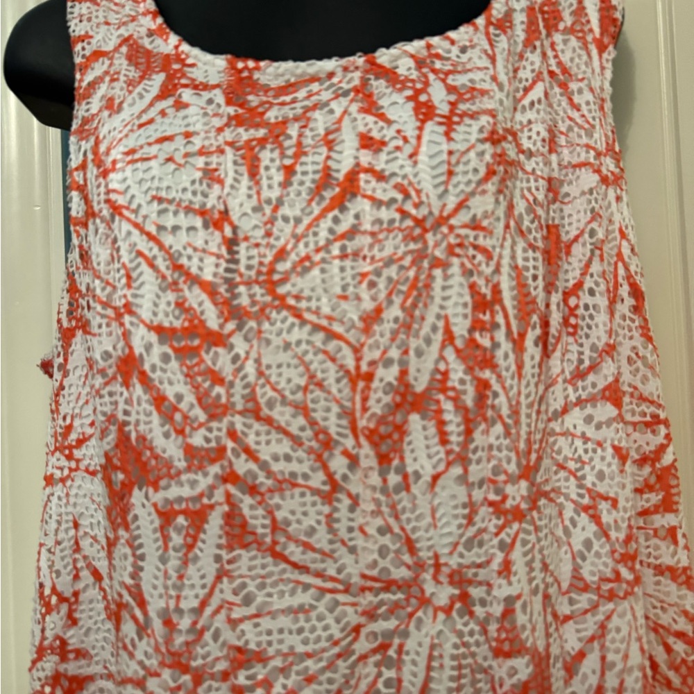 Perceptions Red And White Leaf Pattern Dress. Siz… - image 2